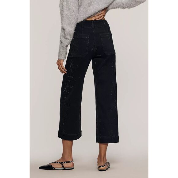 New Anthropologie The Colette Sparkle Crop High-Rise Wide-Leg Jeans by Maeve Siz - Picture 3 of 11
